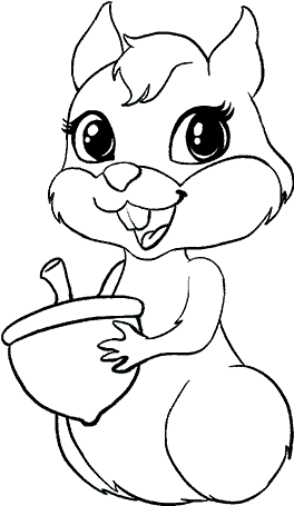 Cute Cartoon Squirrel Holding Acorn PNG with transparent background