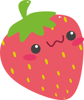 Cute Cartoon Strawberry PNG with transparent background