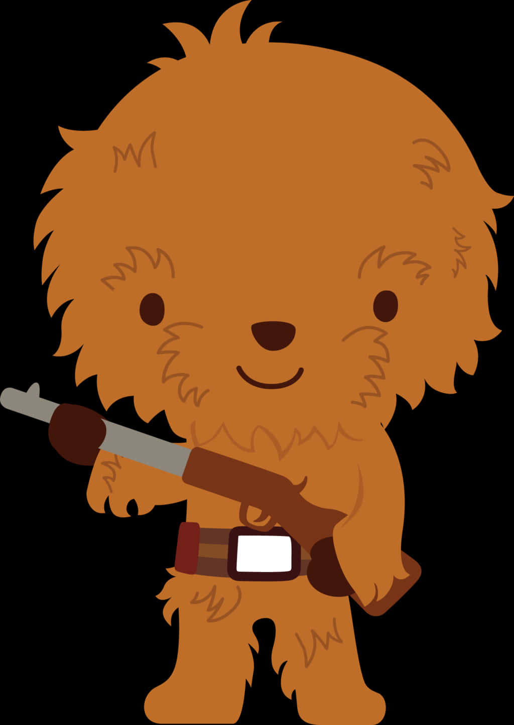 Cute Cartoon Wookieewith Bowcaster PNG with transparent background