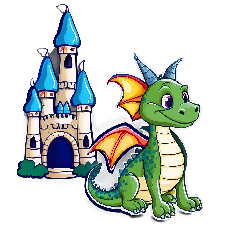 Cute Dragon With Castle Png 52