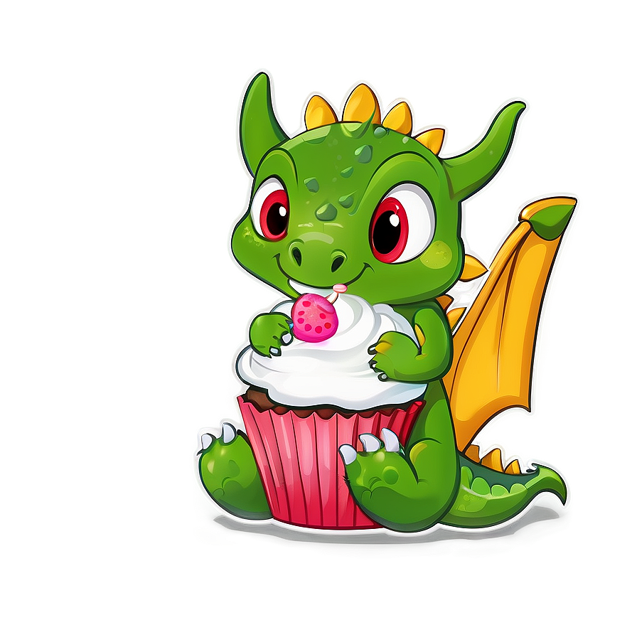 Cute Dragon With Cupcake Png 75