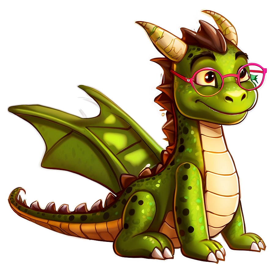 Cute Dragon With Glasses Png Hpk