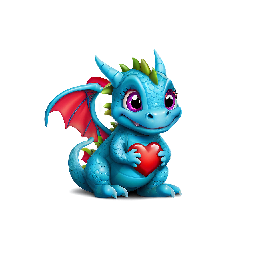 Cute Dragon With Heart Png Due