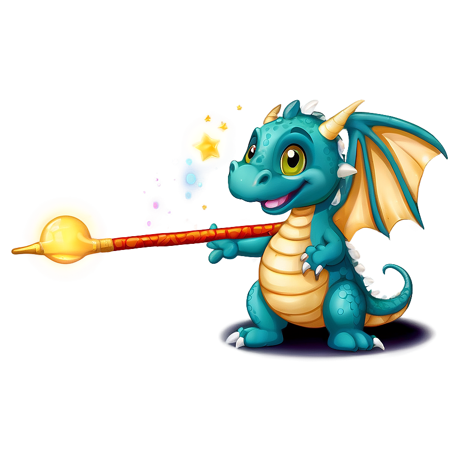 Cute Dragon With Magic Wand Png 06262024