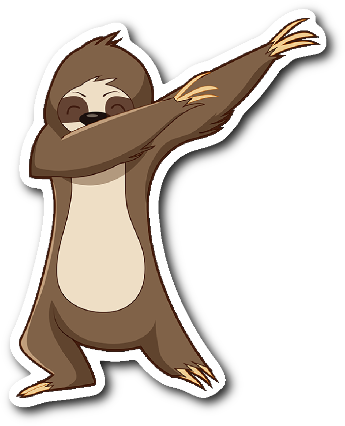 Cute Funny Dancing Sloth Car Bumper Decal Sticker - Cartoon Sloth Dance Png, Transparent Png PNG with transparent background
