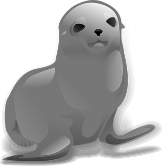 Cute Gray Seal Illustration PNG image with a transparent background, free high-resolution download