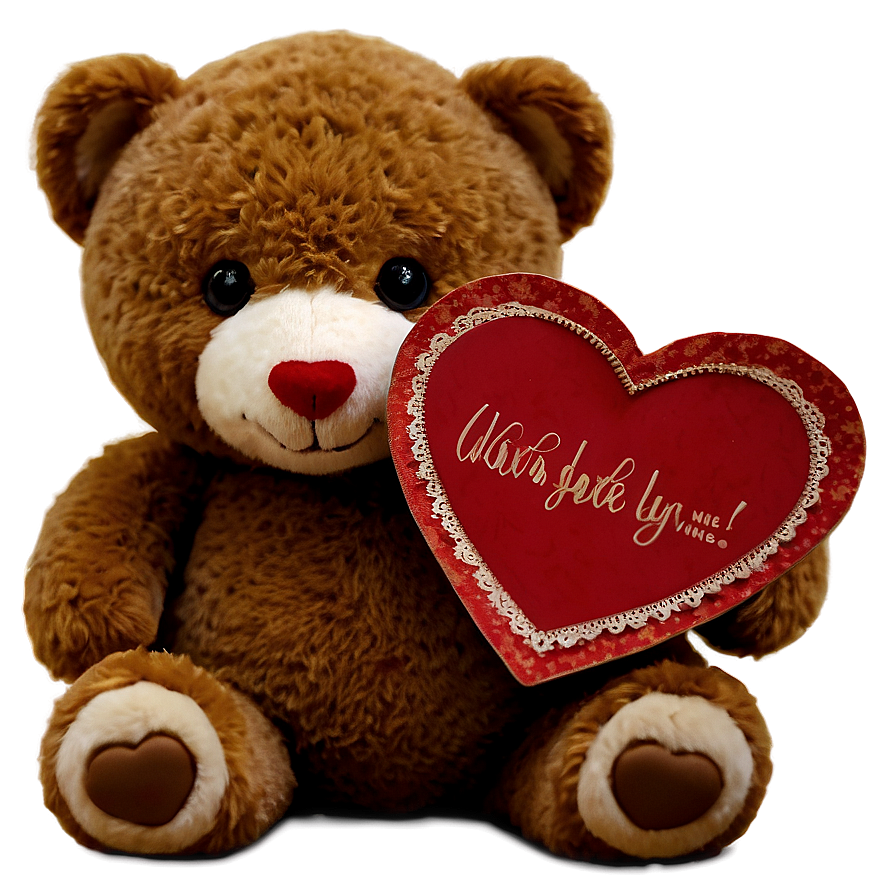 Cute Happy Valentines Teddy PNG enk PNG with transparent background
