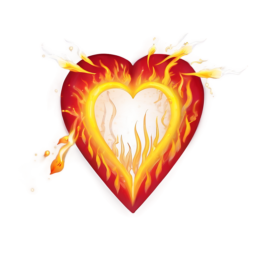 Cute Heart On Fire Png Cey