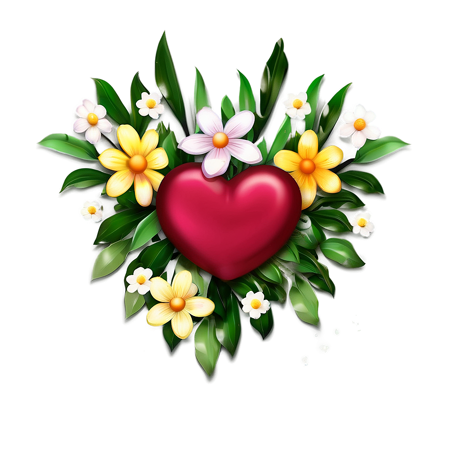 Cute Heart With Flowers Png 47