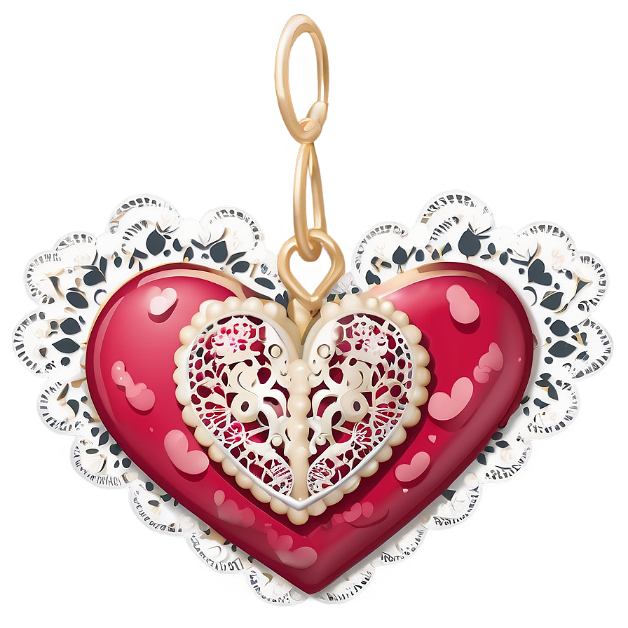 Cute Heart With Lace Png 05232024