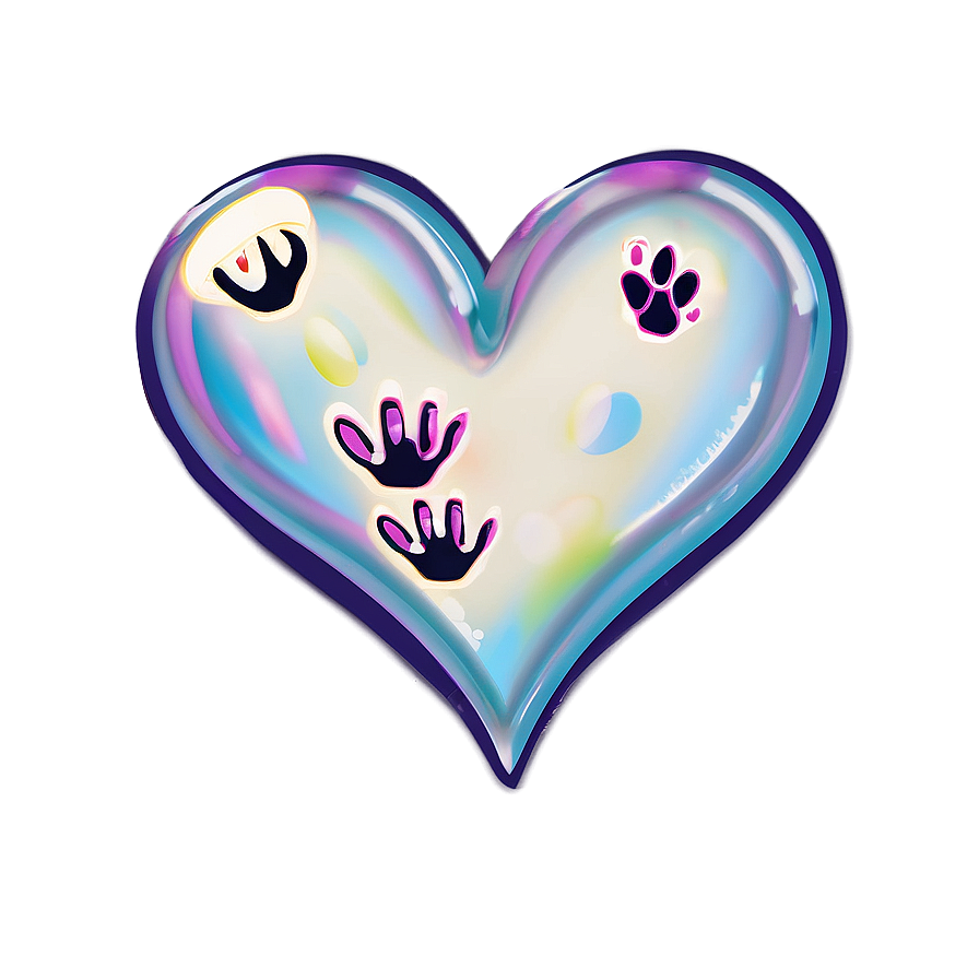 Cute Heart With Paws Png Jha