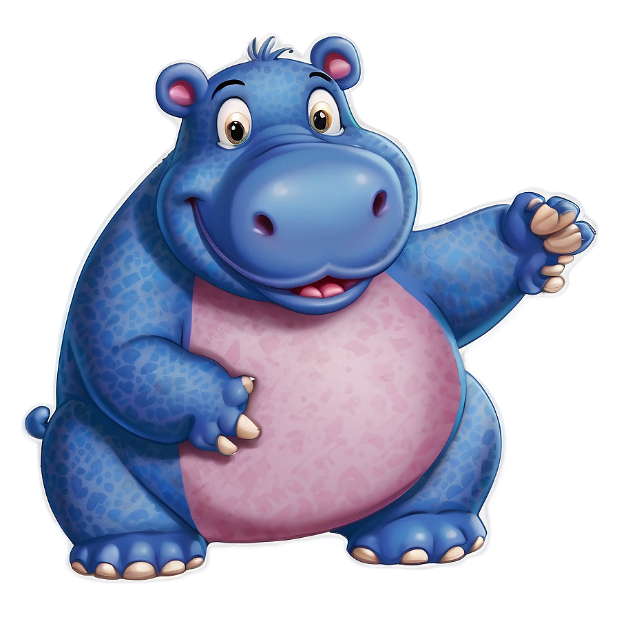 Cute Hippo Character Png 8