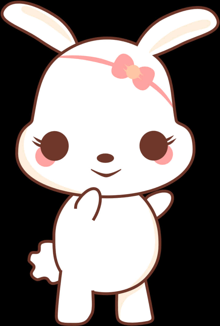Cute Kawaii Bunny Cartoon PNG with transparent background