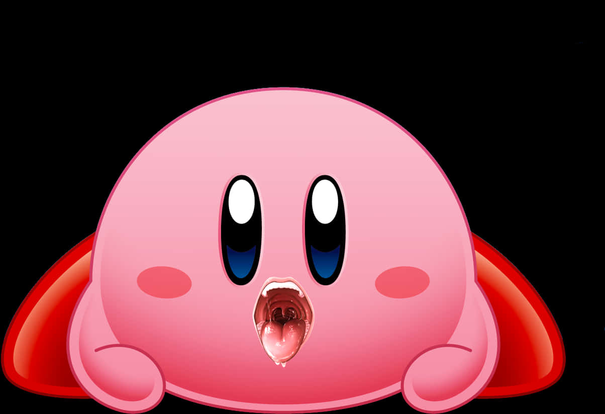 Cute Kirby Character Art PNG with transparent background