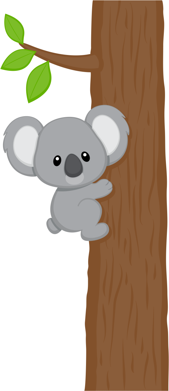 Cute Koala Cartoon Tree Climbing