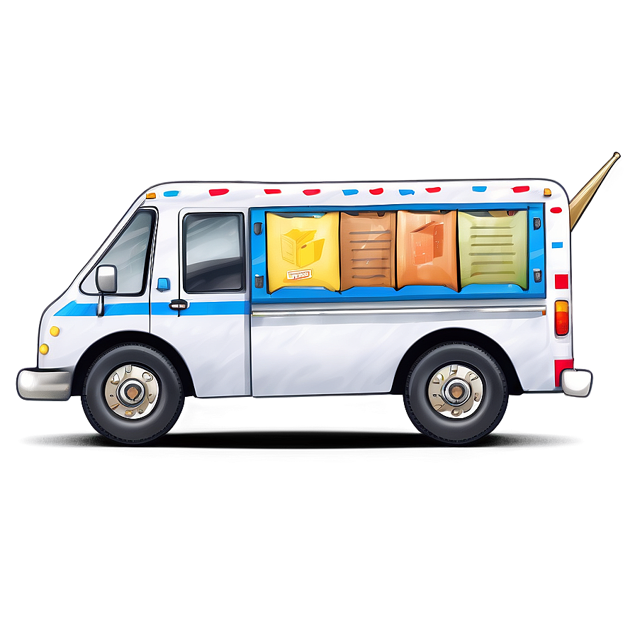 Cute Mail Truck Drawing Png Iqg