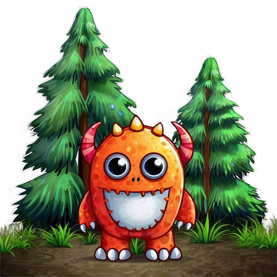 Cute Monster In Forest Png 85