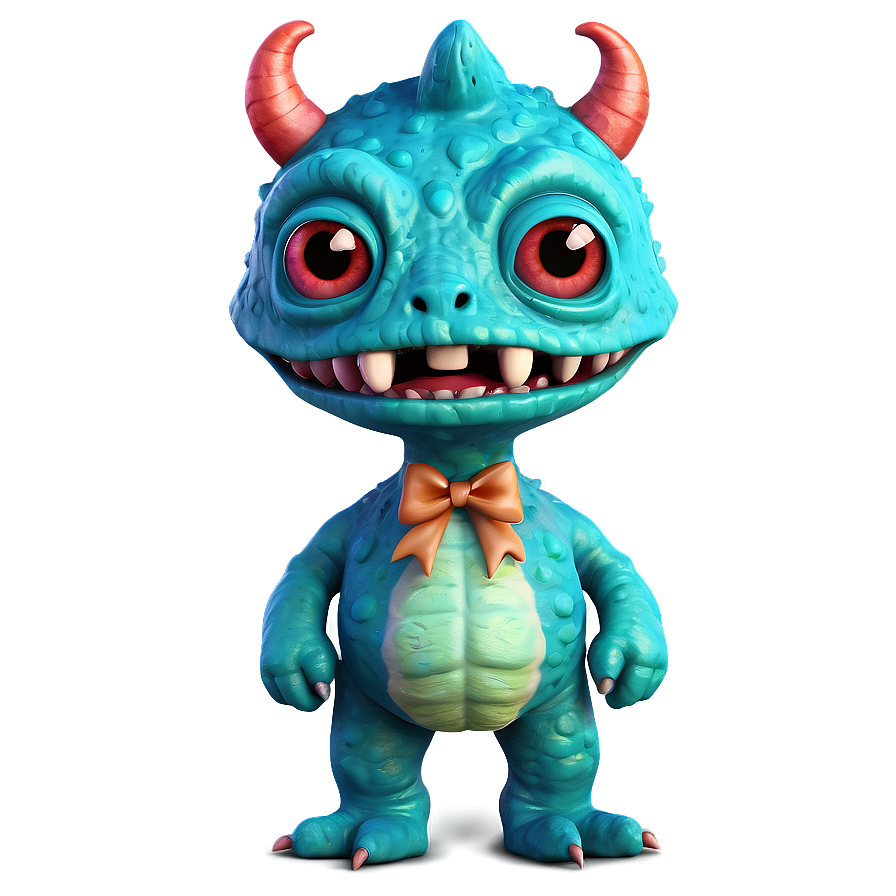 Cute Monster With Bow Png 06272024