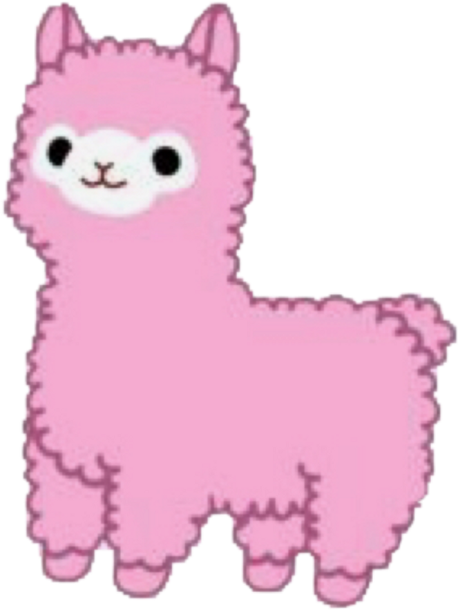 Cute Pink Alpaca Cartoon PNG image with a transparent background, free high-resolution download