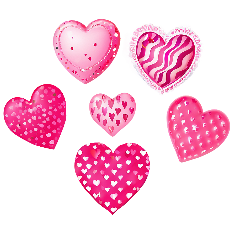 Cute Pink Hearts Clipart Png 87