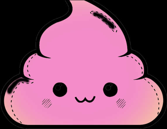 Cute Pink Poop Emoji Kawaii PNG with transparent background