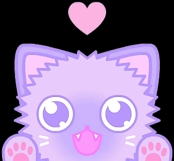 Cute_ Purple_ Kitten_ Love PNG with transparent background