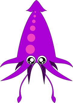 Cute Purple Squid Illustration PNG with transparent background