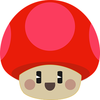 Cute Red Mushroom Cartoon PNG with transparent background