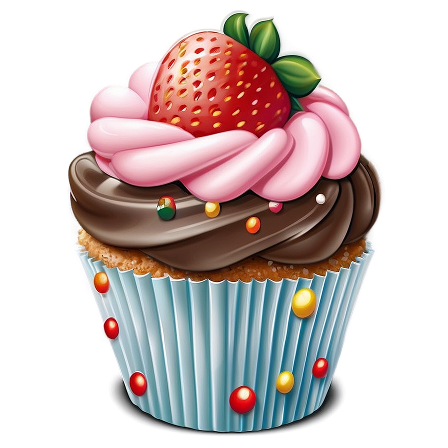 Cute Strawberry In Cupcake Png 06252024