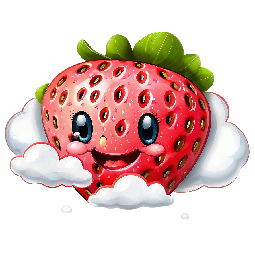 Cute Strawberry On Cloud Png Qnb