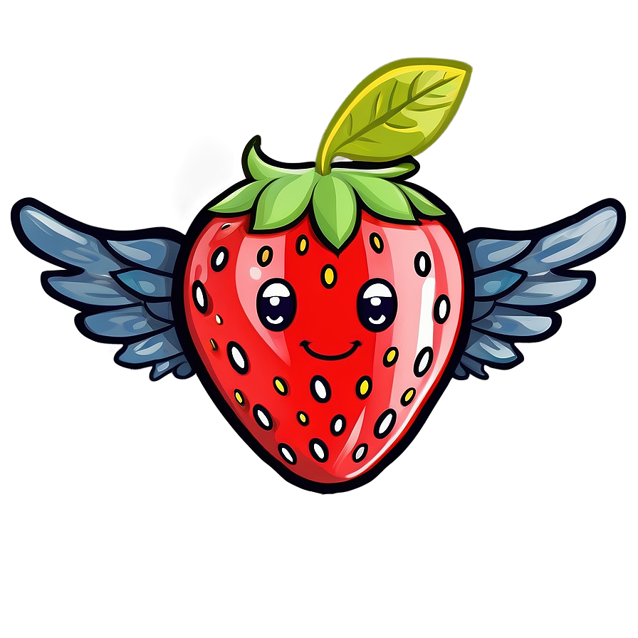 Cute Strawberry With Wings Png 47