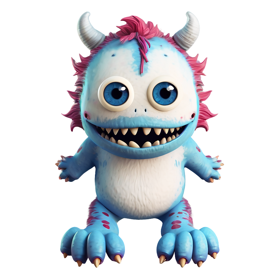 Cute White Monster Illustration Png 06212024