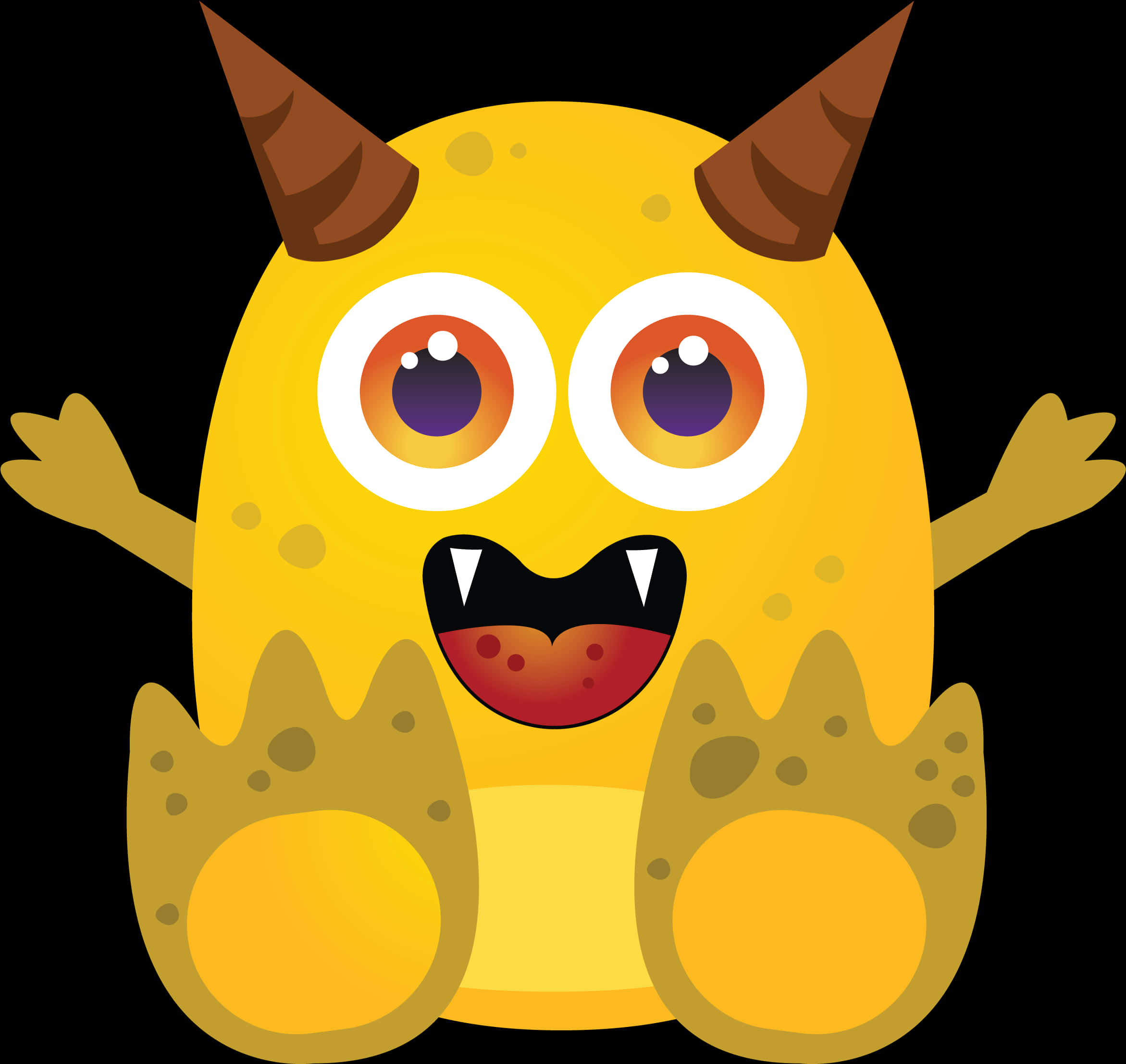 Cute Yellow Cartoon Monster PNG with transparent background