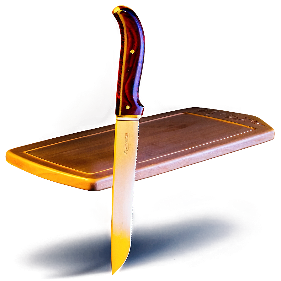 Cutting Board with Knife PNG 06202024 PNG with transparent background