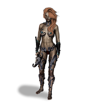 Cybernetic Warrior Artwork PNG with transparent background