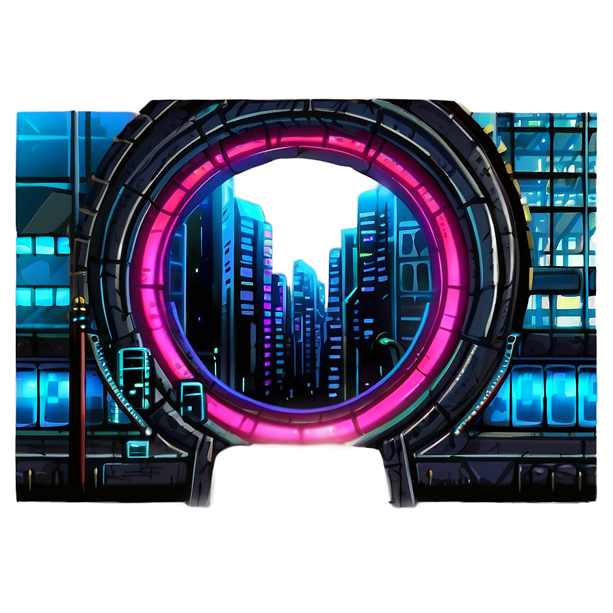 Cyberpunk City Portal Png 17