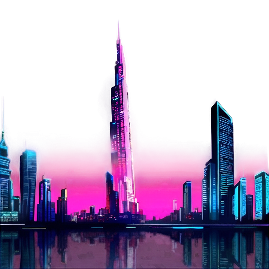 Cyberpunk City Vaporwave PNG 06112024 PNG with transparent background