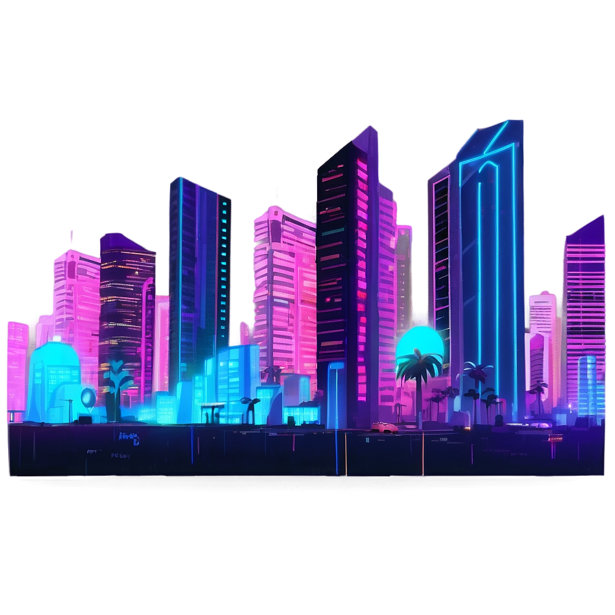 Cyberpunk City Vaporwave PNG 10 PNG with transparent background