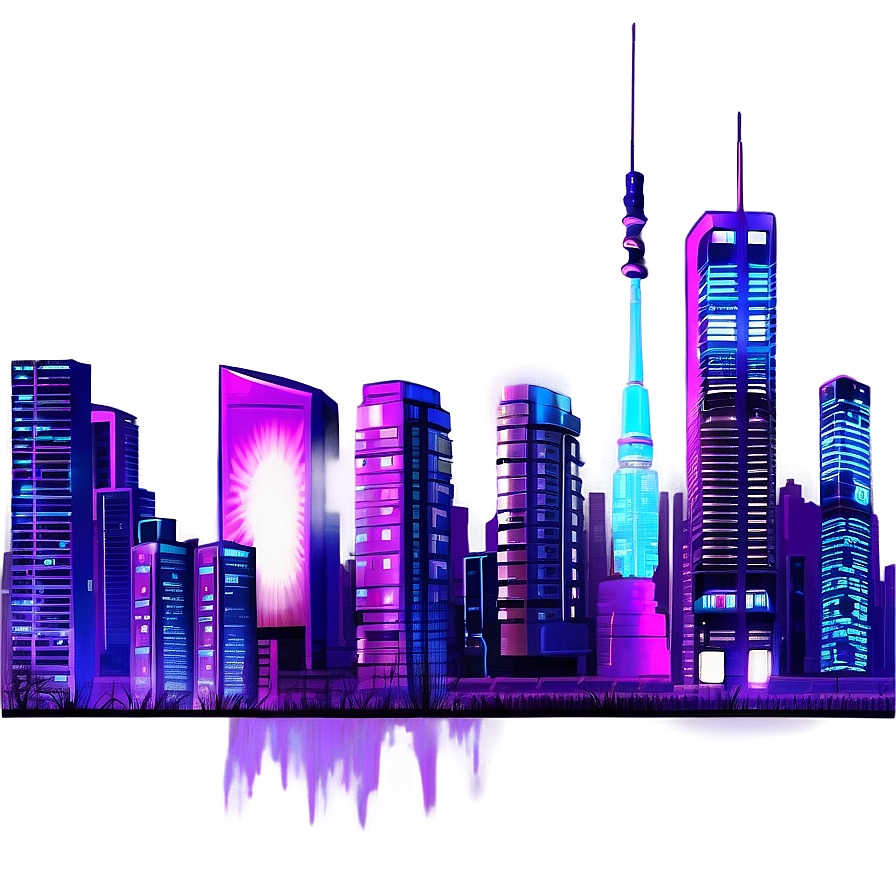 Cyberpunk City Vaporwave PNG ldc PNG with transparent background