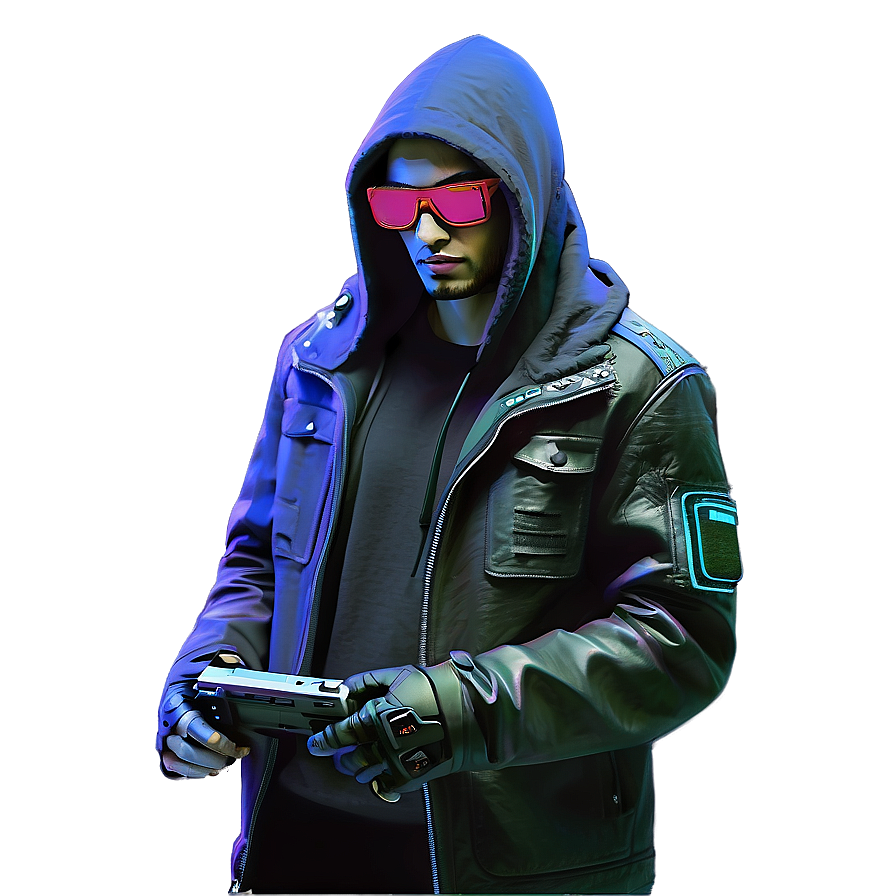 Cyberpunk Hacker Action PNG uby PNG with transparent background