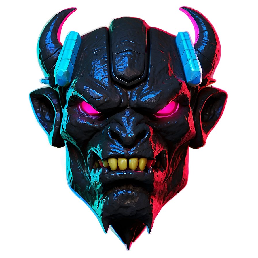 Cyberpunk Oni Neon Art Png Crr39