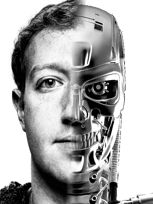 Mark Zuckerberg Face Black And White Monochrome Photography - Mark Zuckerberg Half Robot, HD Png Download PNG with transparent background