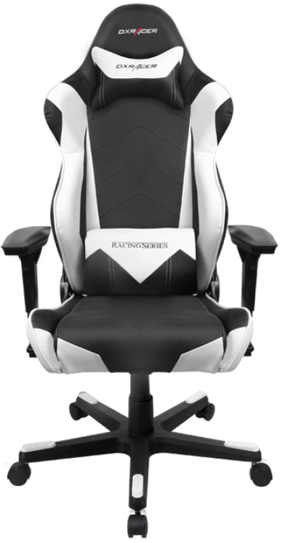 D X Racer Racing Series Gaming Chair Black White PNG with transparent background
