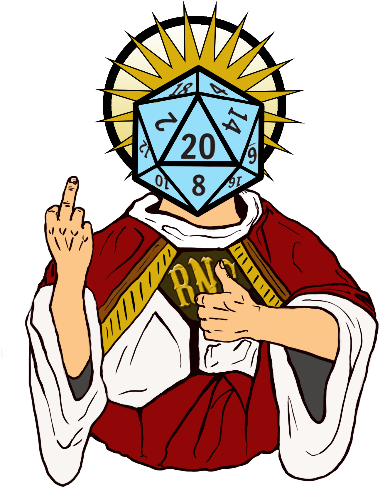 D20 Dice Head Figure Gesture