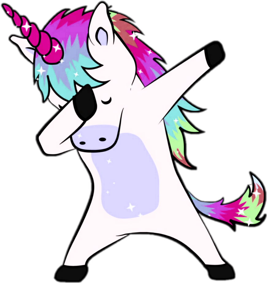 Dabbing Unicorn Cartoon Illustration