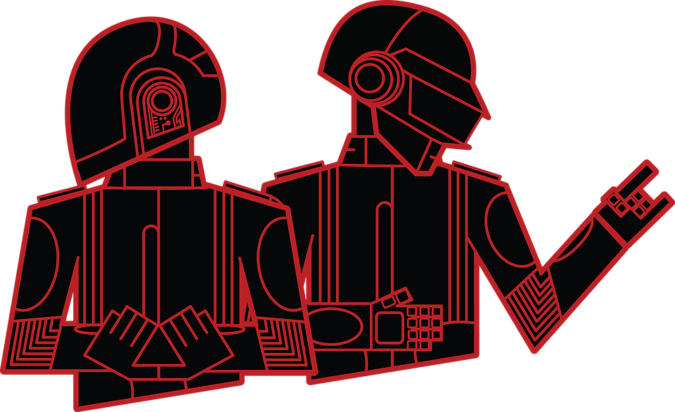 Daft Punk Red Outline Graphic