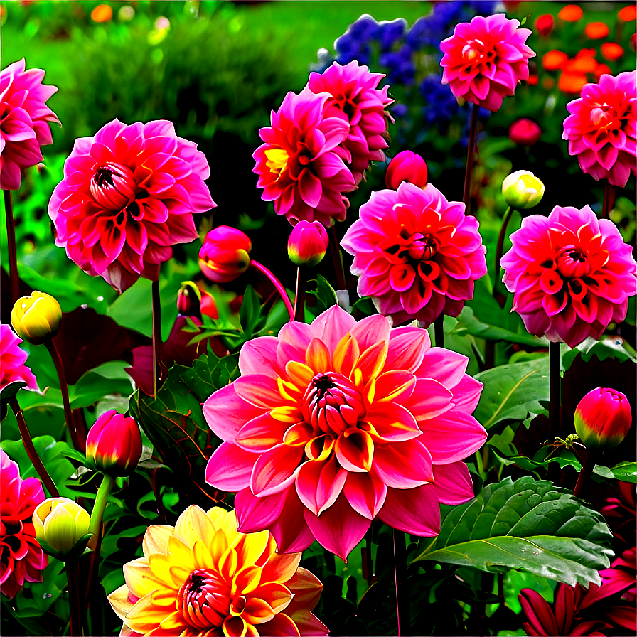 Dahlia Flower Bed Png Jdq