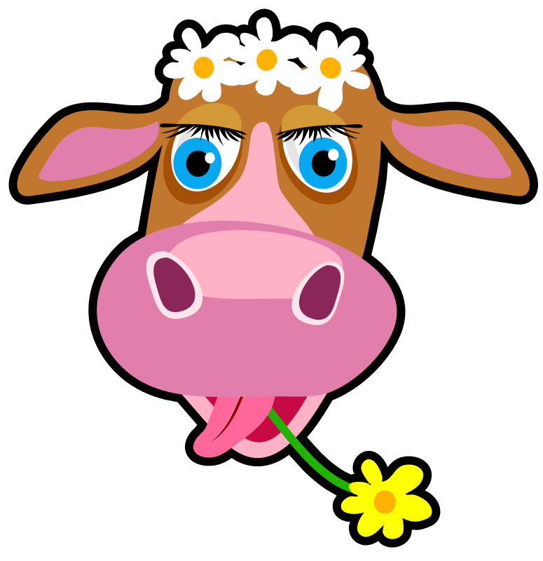Daisy Crown Cow Cartoon PNG with transparent background