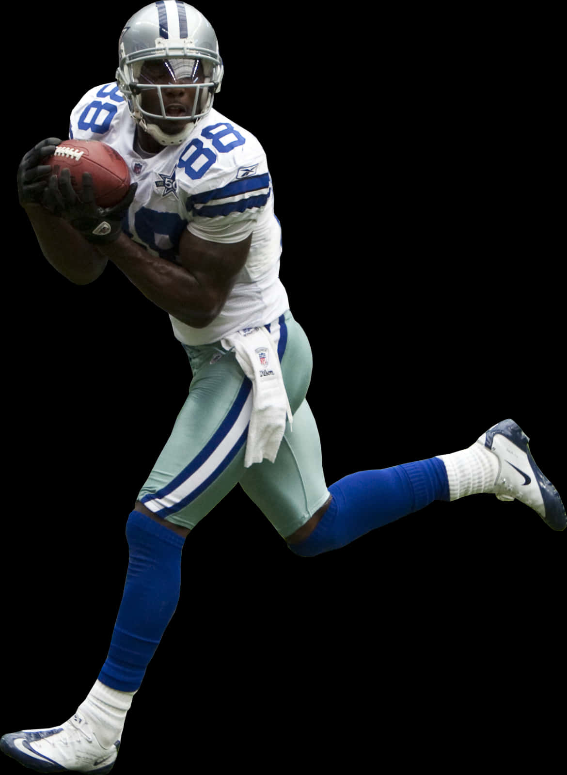Dallas Cowboys Player Catching Football PNG with transparent background