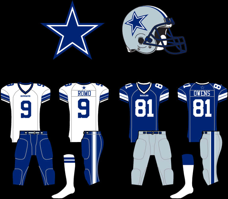 Dallas Cowboys Uniformsand Logo PNG with transparent background